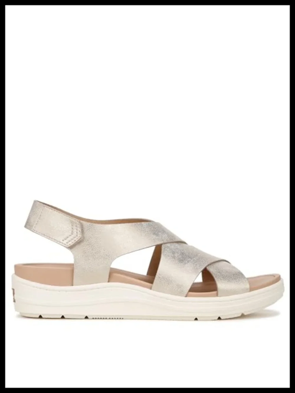 Dr. Scholl's Wedge Sandals Faux Leather Adjustable Hook-and-Loop Comfort